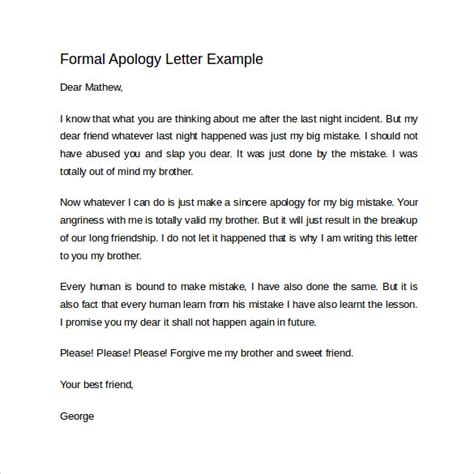 8 Sample Formal Apology Letters To Download Sample Templates