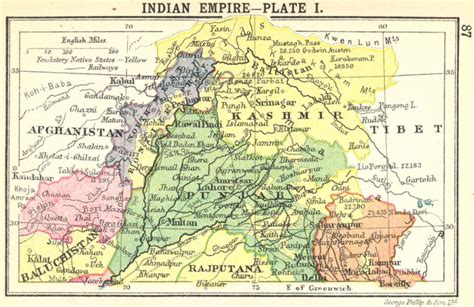 India Indian Empire Plate I Small Map 1912 Old Antique Plan Chart