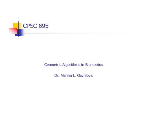 Pdf Geometric Algorithms In Biometrics Dr Marina L Gavrilovapages