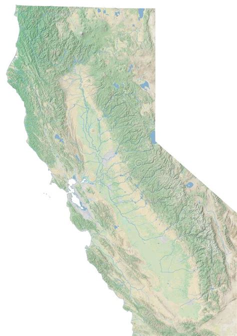High Resolution Topographic Map Of California Stock