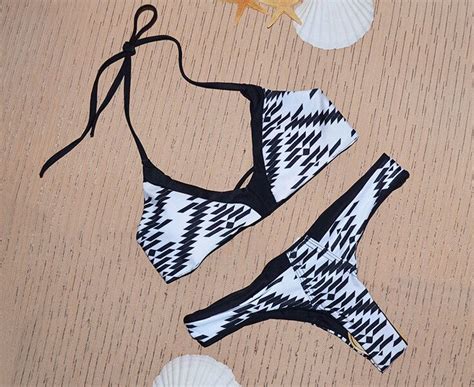 Geo Printed Triangle Bathing Suit Triangle Bathing Suit Bikinis Geo