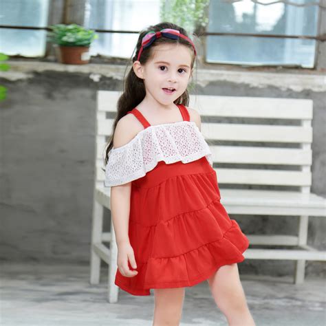 2018 New Summer Dress Girls Lace Dress Suspender For Children With