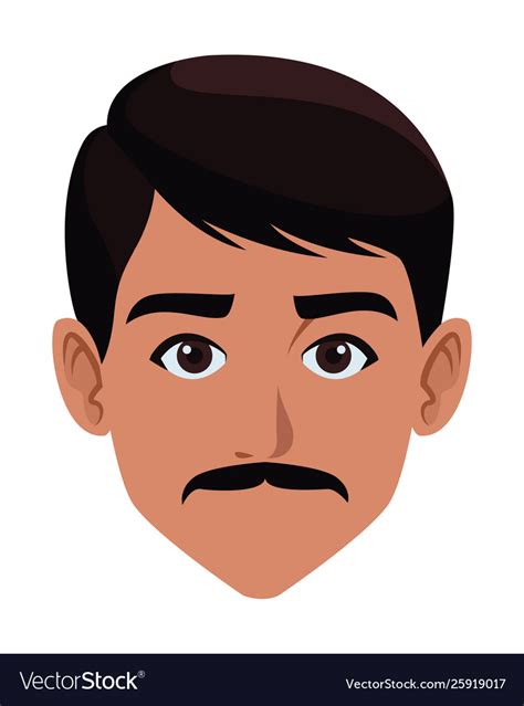 Indian Man Face Avatar Cartoon Royalty Free Vector Image