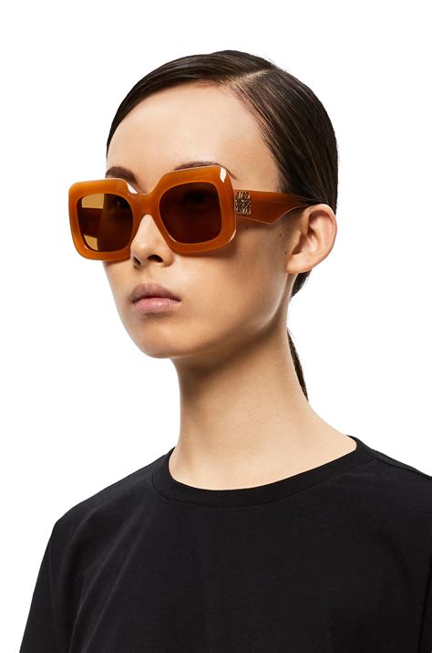 Acetate Rectangular Sunglasses Apricot Loewe