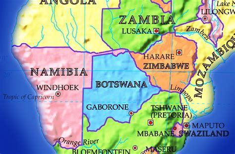 Botswana Political Map Botswana Outline Map