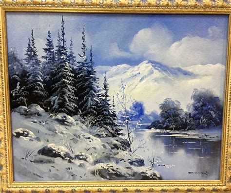 Oil Painting Winter Landscape Original Picture Painter Nature Forest
