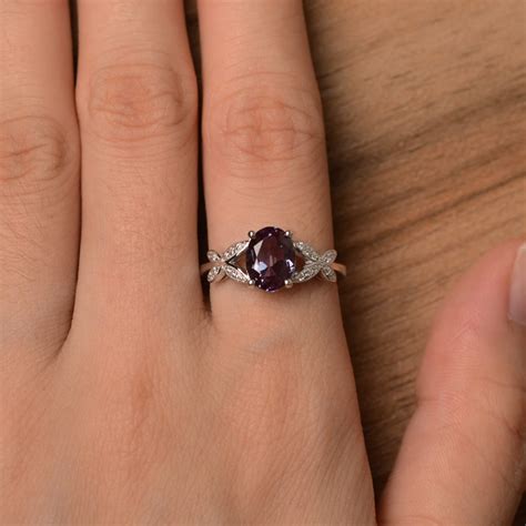 Alexandrite Ring June Birthstone Oval Cut Color Changing Etsy
