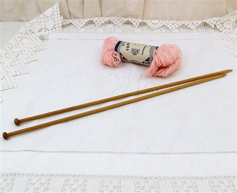 Vintage Extra Long Wooden Knitting Needles 42 Cm 1653 In From France