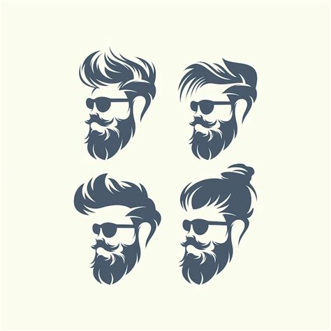 Premium Vector Set Of Vector Bearded Men Faces Hipsters With