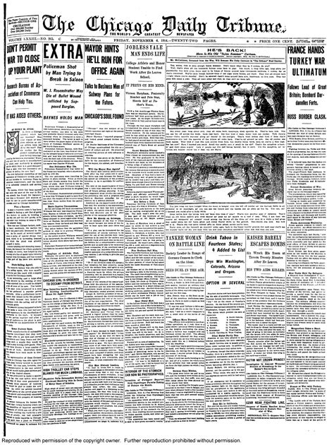 Nov 6 1914 Historical Newspaper Chicago Tribune Newspapers
