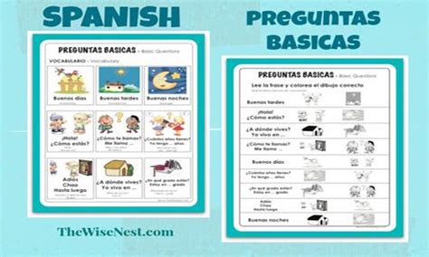 Spanish Preguntas Basicas The Wise Nest Conversation Questions