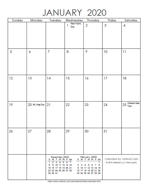 Download The Printable Monthly 2020 Calendar Free Printable Calendar