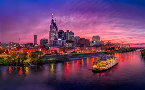 Обои Nashville Sunset Cityscapes Modern Buildings на рабочий стол