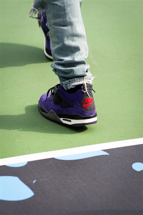 Travis Scott X Air Jordan 4 Purple Suede Closer Look Nice Kicks