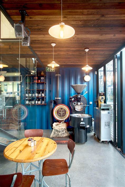coffee shop  showroom built  shipping containers contemporist