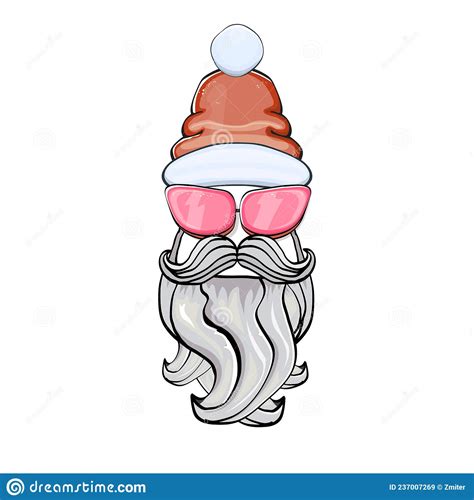 Vector Cool Hipster Santa Claus With Santa Red Hat And Sunglasses