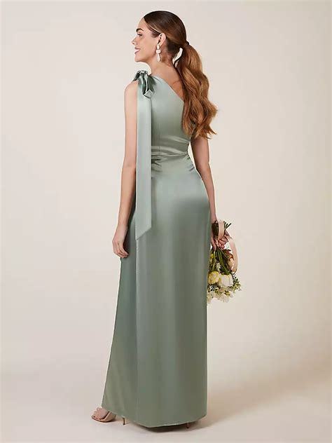 Rewritten Satin One Shoulder Bridesmaid Dress Sage Green At John Lewis And Partners