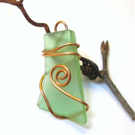 Items Similar To Recycled Wine Bottle Aqua Glass Pendant Wrapped In