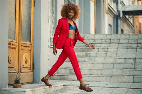 Free Photo Woman Wearing Red Suit And Pants Outfit Red Woman Wear Free Download Jooinn