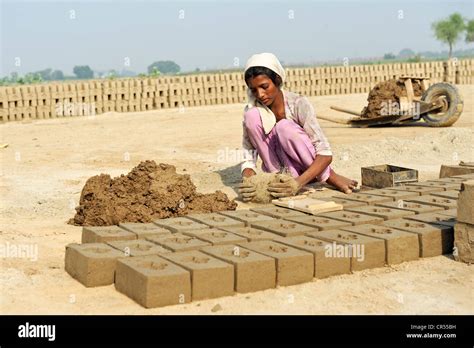 Child Labour 12 Year Old Girl Working In A Brickyard Member Of The