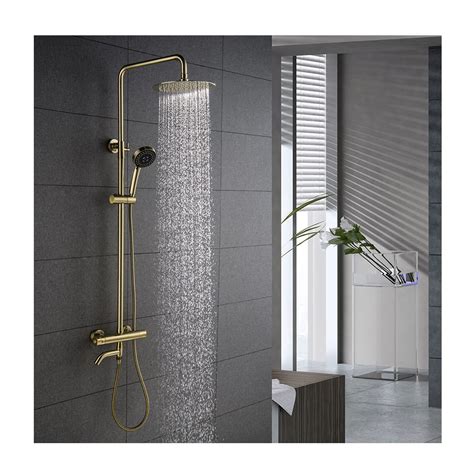 Buy Brushed Gold Shower System With Tatic High Flow Brass Shower Faucet Set 3 Functional Rain