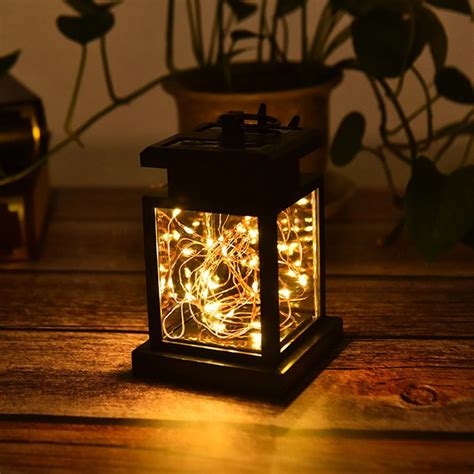 solar hanging 30 led warm white copper wire string light ...