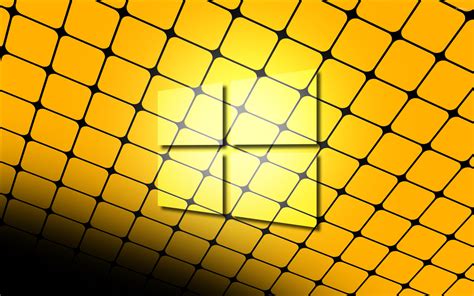 Windows 10 Glass Logo On A Yellow Grid Wallpaper Computer Wallpapers