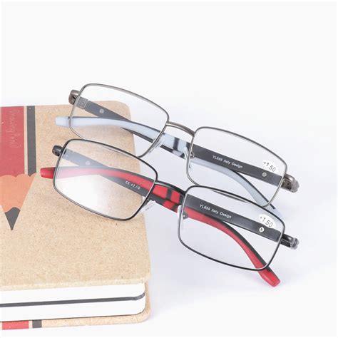 Minclvintage Square Metal Full Frame Reading Glasses Mens Fashion Classic Reading Glasses Hd