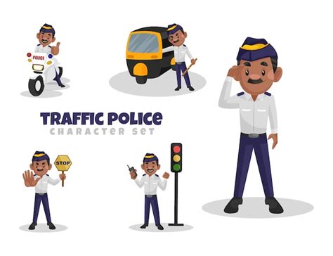 Premium Vector Cartoon Illustration Of Traffic Police Character Set
