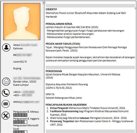 Bagi anda yang menggunakan microsoft word, anda boleh download template resume ini melalui perisian tersebut dengan cara Contoh Resume Yang Baik Dalam Bahasa Melayu - Because Im ...