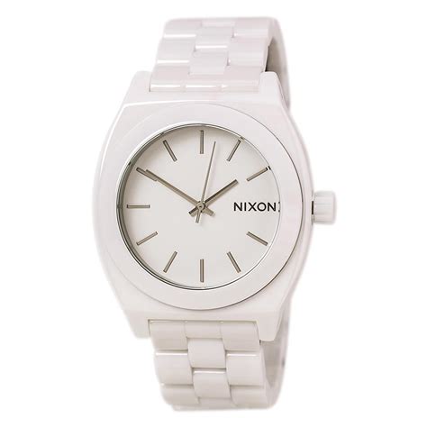 Nixon Nixon Mens A250100 Unisex The Ceramic Time Teller White Dial White Bracelet Watch