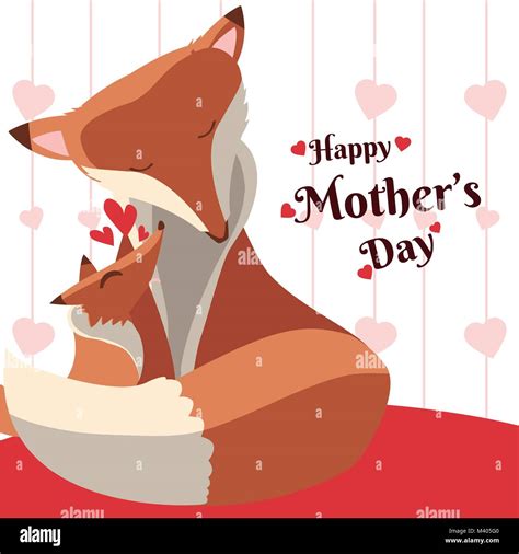 Happy Mothers Day Fox Cartoon Stock Vector Image And Art Alamy