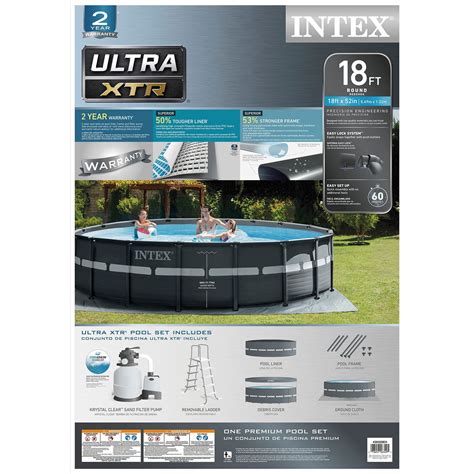 Intex 18ft X 52in Ultra Xtr Frame Round Above Ground Swimming Pool Set