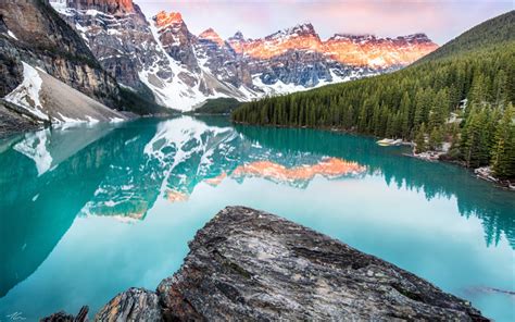 Download Wallpapers 4k Moraine Lake Banff Mountains Canadian