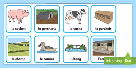 Free Cartes Pour Jeu De Paires Les Animaux De La Ferme