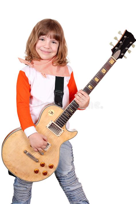 Little Girl With Electric Guitar Stock Photo Image Of