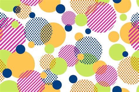 Seamless Pattern Of Colorful Dots And Geometric Circle Modern On White