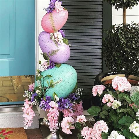 So Loving My Easter Egg Topiary Greeting Guests By My Front Door Makeitwithmichael Easter