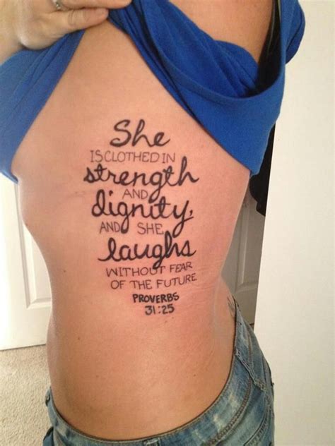 Quote She Is Clothed In Strength And Dignity Tattoo