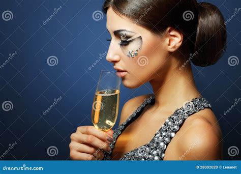 Woman Drinking Champagne Stock Photo Image Of Brunette