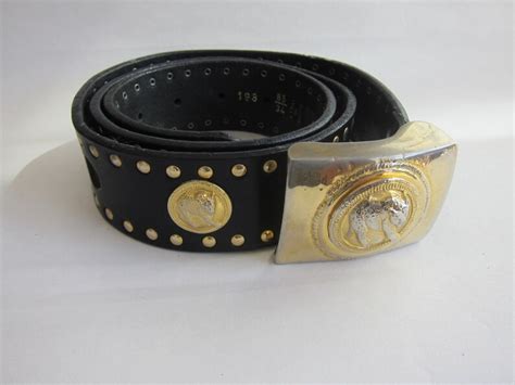 Gianni Versace Vintage Wide Belt Studded Black Leather Etsy
