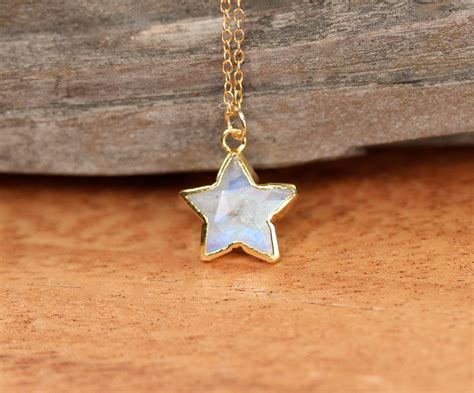 Moonstone Star Necklace Rainbow Moonstone Necklace Gold Star