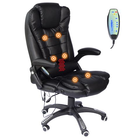 heated vibrating office massage chair executive ergonomic computer desk black 763250275597 ebay