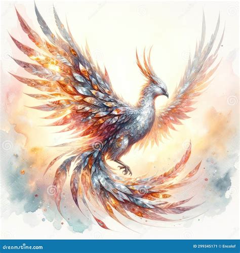Golden Feathered Phoenix: Embrace Fresh Beginnings Stock Illustration