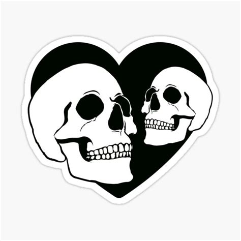 Skulls In Heart Sticker For Sale By Laurenroche00 Redbubble