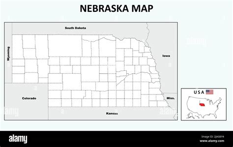 Nebraska Map Political Map Of Nebraska With Boundaries In Outline