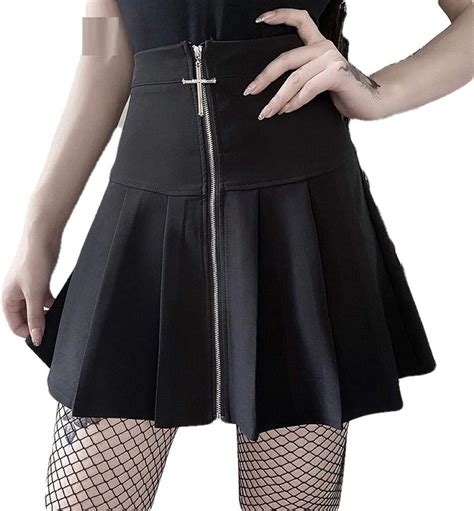 ERTYUIO Short Skirt Black Punk Women Skirts Pleated Amazon Co Uk Clothing