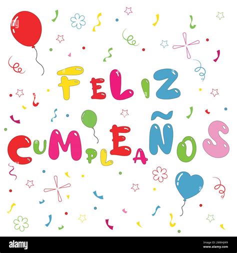 Feliz cumpleaños happy birthday in spanish language Stock Vector Image