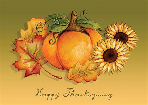 Pumpkins And Leaves Thanksgiving Greeting Card 5064 Warwick