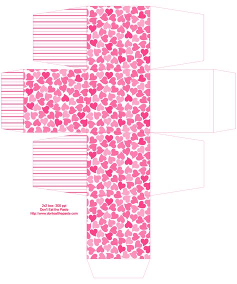 Printable Hearts Box 2 Sizes Available Cube Papercrafts